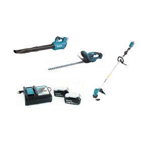Desbrozadora DUR190LZX3 + soplador DUB184Z + cortasetos DUH523Z 520 mm incluido cargador + 2 baterías 18V-2X5AH