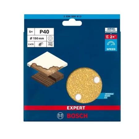 Hojas abrasivas d.150 v bosch - 2608900813 - naranja-gr.40-pcs.5