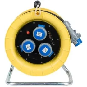 Enrollador de cable alargador con cable - 50 m - 3 tomas 3gx1,5 ip44