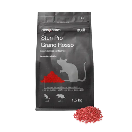 Cebo rodenticida de grano rojo - newpharm - bolsa de 1,5 kg