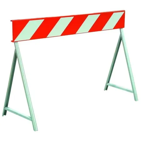 Barrera de señalización fija - 120x20 cm - blanca/roja con patas