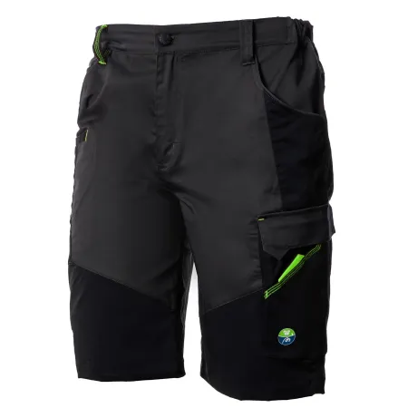 Bonitos pantalones cortos tipo bermuda elásticos - talla L - gris/negro