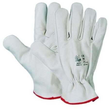 Guantes blancos con estampado floral - talla L/10 - con borde