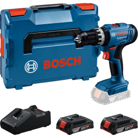 Taladro atornillador inalámbrico Bosch GSB 18V-25 con 2 baterías y maletín en forma de L.