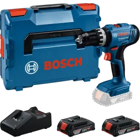Taladro atornillador inalámbrico Bosch GSB 18V-25 con 2 baterías y maletín en forma de L.