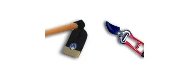 Herramientas de jardinería: tijeras, rastrillos, regaderas, sierras, azadones..